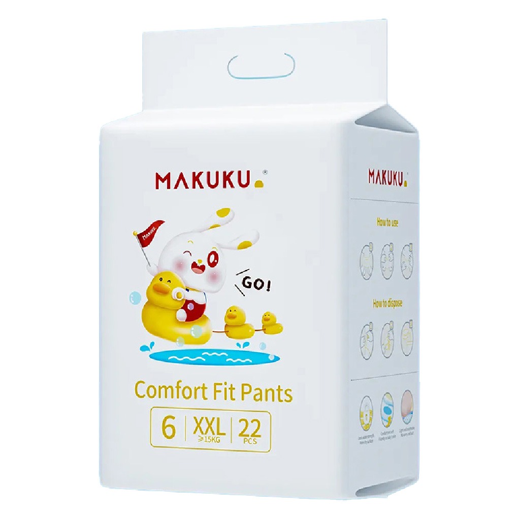 Makuku Comfort Fit Baby Diaper Pants, Size 6, Double Extra Large (XXL) For 15+Kg, JUMBO PACK of 22x 8's
