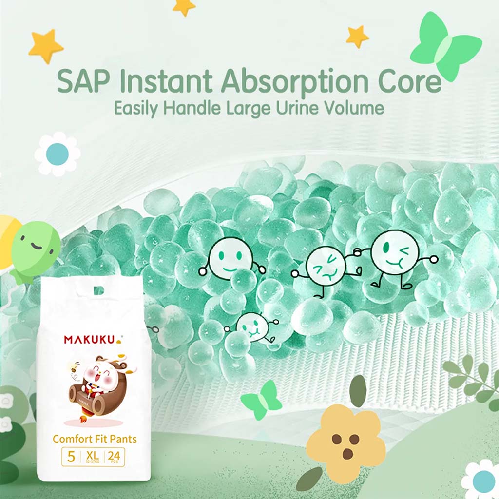 Makuku Comfort Fit Tape Baby Diapers, Size 3, Medium For 6 To 11Kg Baby, JUMBO PACK of 28x 8’s