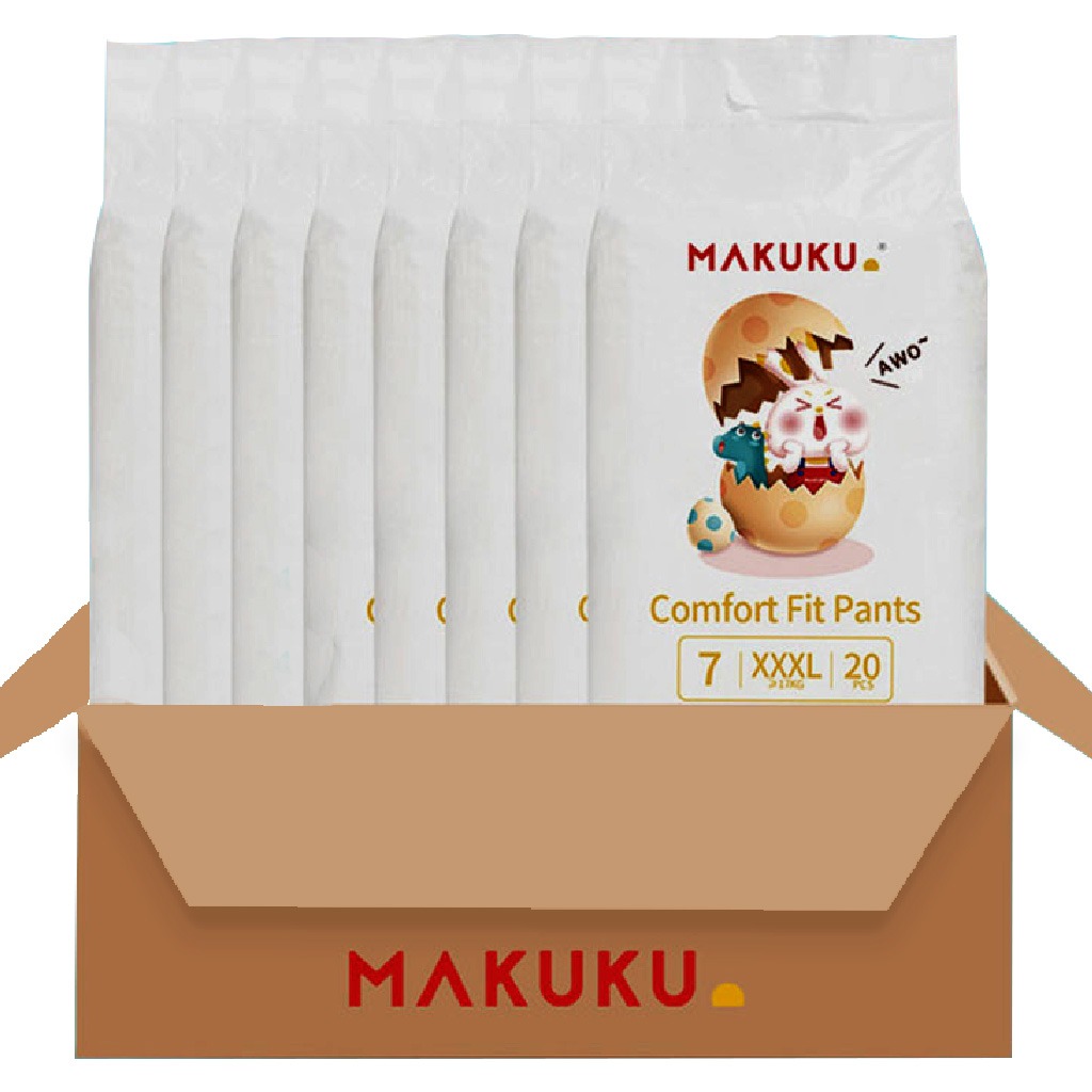 Makuku Comfort Fit Toddlers Diaper Pants, Size 7, Triple Extra Large (3XL) For 17+Kg , JUMBO PACK of 20x 8’s