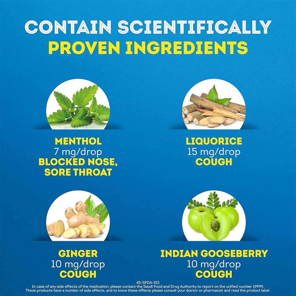 Vicks VapoDrops + Cough, Berry Menthol Flavored Lozenges For Sore Throat, Pack of 16’s