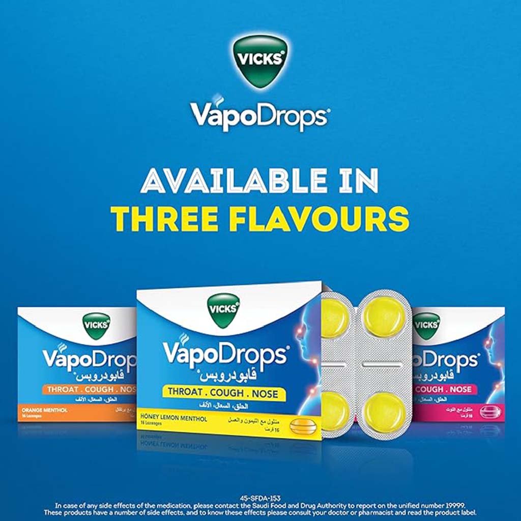 Vicks VapoDrops + Cough, Berry Menthol Flavored Lozenges For Sore Throat, Pack of 36’s
