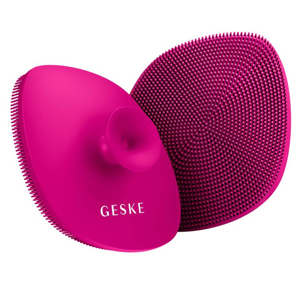 Geske SmartAppGuided 4-in-1 Silicone Facial Cleansing Brush In Magenta Color 