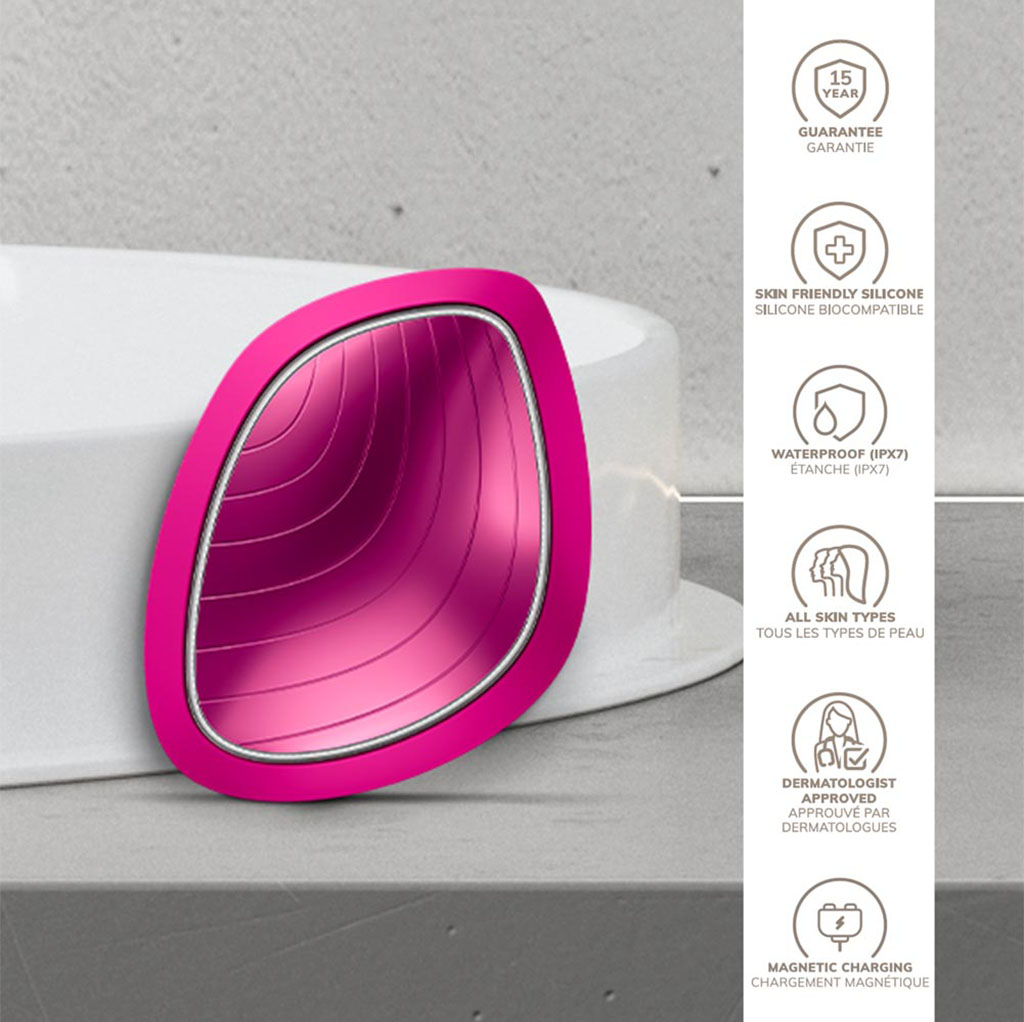 Geske SmartAppGuided 9-in-1 Sonic Warm & Cool LED Facial Mask In Magenta Color 