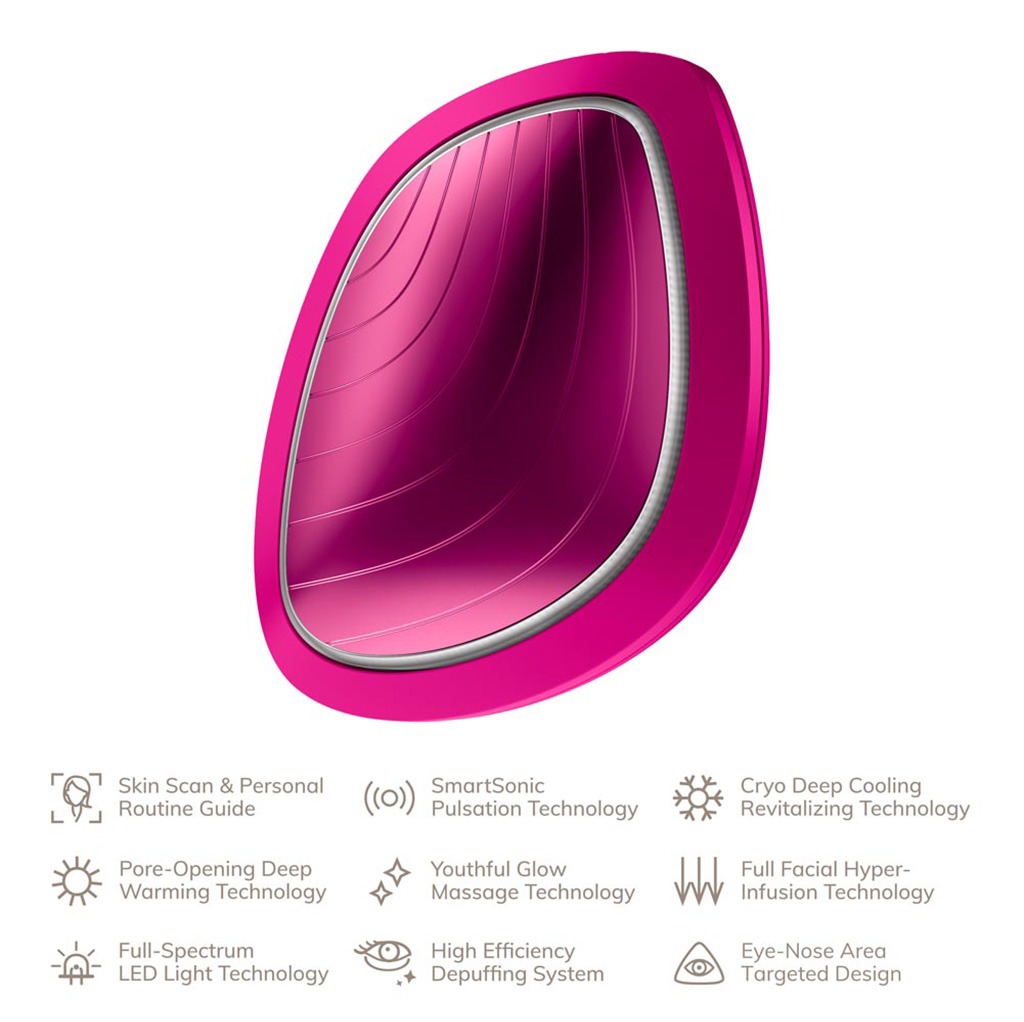 Geske SmartAppGuided 9-in-1 Sonic Warm & Cool LED Facial Mask In Magenta Color 