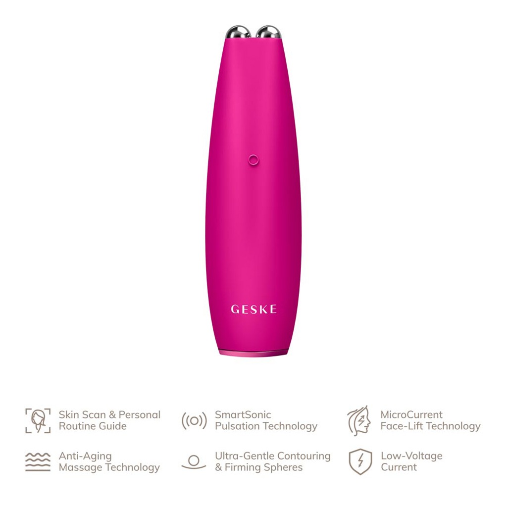 Geske SmartAppGuided 6-in-1 Micro-Current Face-Lift Pen For Fine Lines & Wrinkles In Magenta Color 