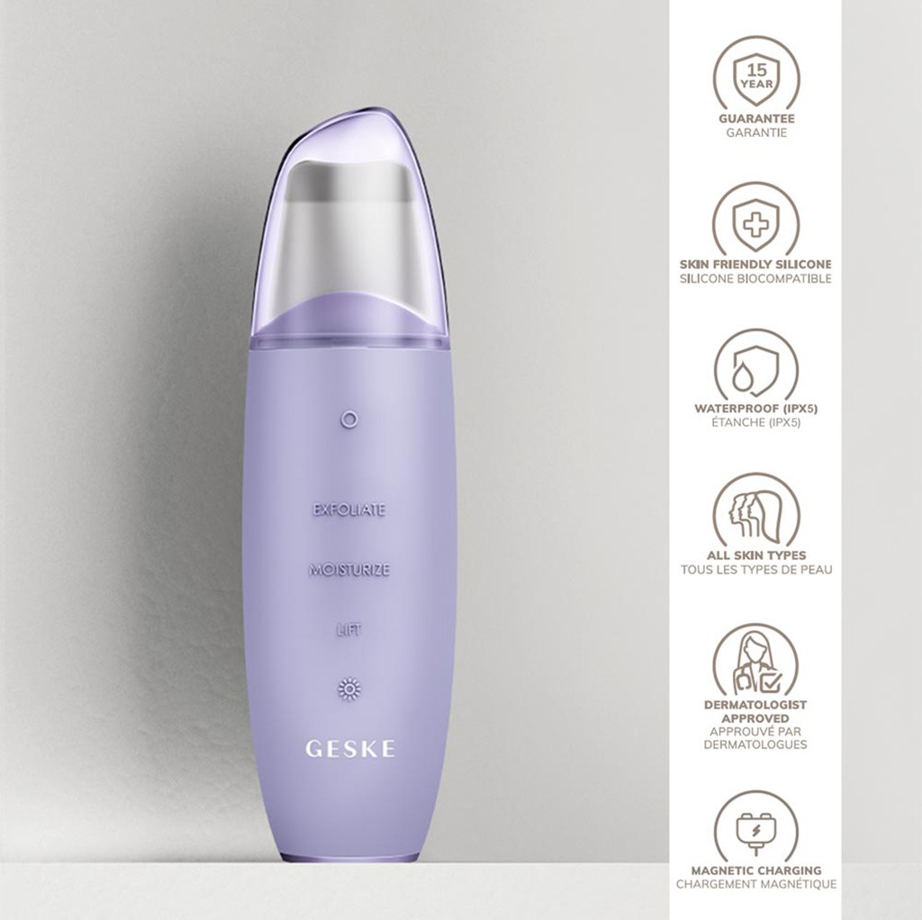 Geske SmartAppGuided 9-in-1 MicroCurrent Skin Scrubber & Blackheads Remover In Purple Color