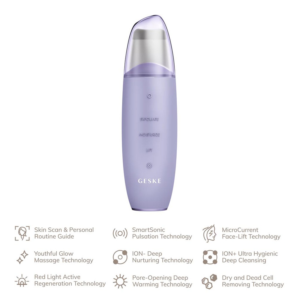 Geske SmartAppGuided 9-in-1 MicroCurrent Skin Scrubber & Blackheads Remover In Purple Color