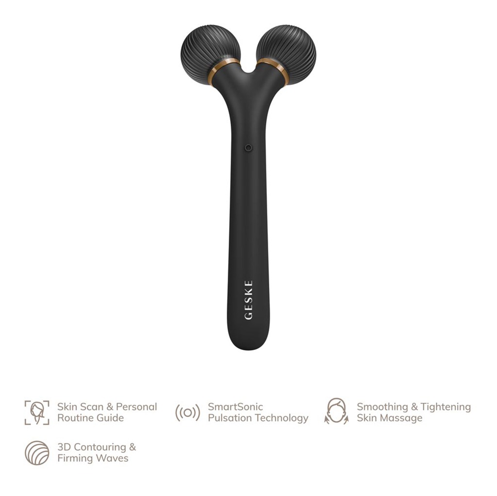 Geske SmartAppGuided 4-in-1 Sonic Facial Roller In Gray Color For Firm & Radiant Skin 