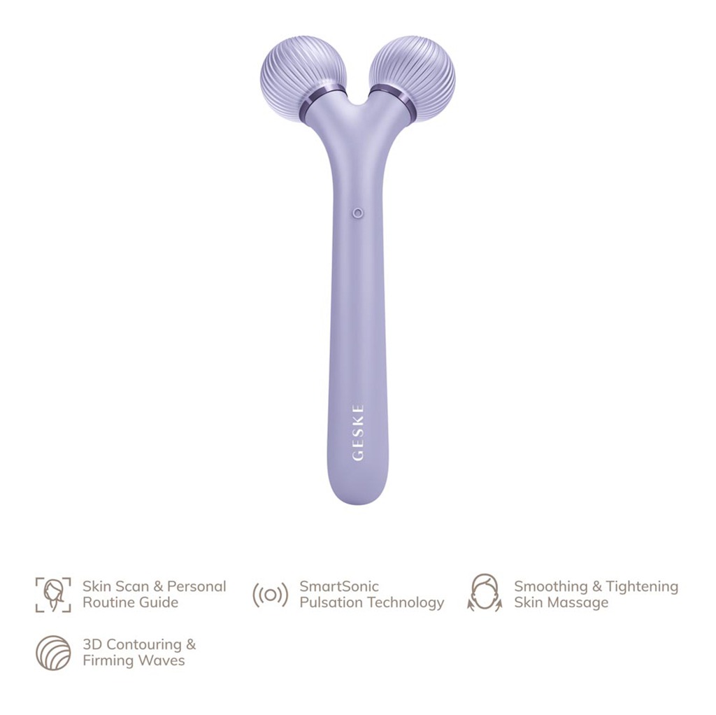 Geske SmartAppGuided 4-in-1 Sonic Facial Roller In Purple Color For Firm & Radiant Skin 