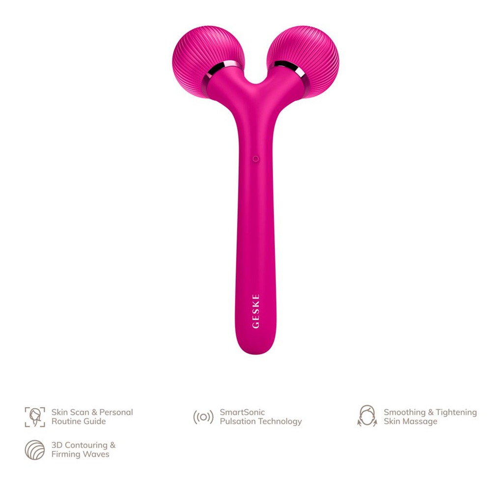 Geske SmartAppGuided 4-in-1 Sonic Facial and Body Roller In Magenta Colour For Radiant Skin