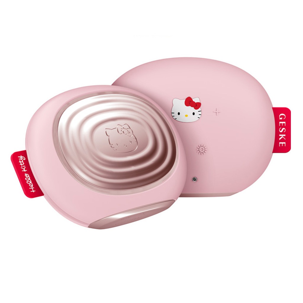 Geske Hello Kitty SmartAppGuided 4-in-1 Sonic Facial Brush In Pink Color For Deep Cleansing & Anti-Aging Massage
