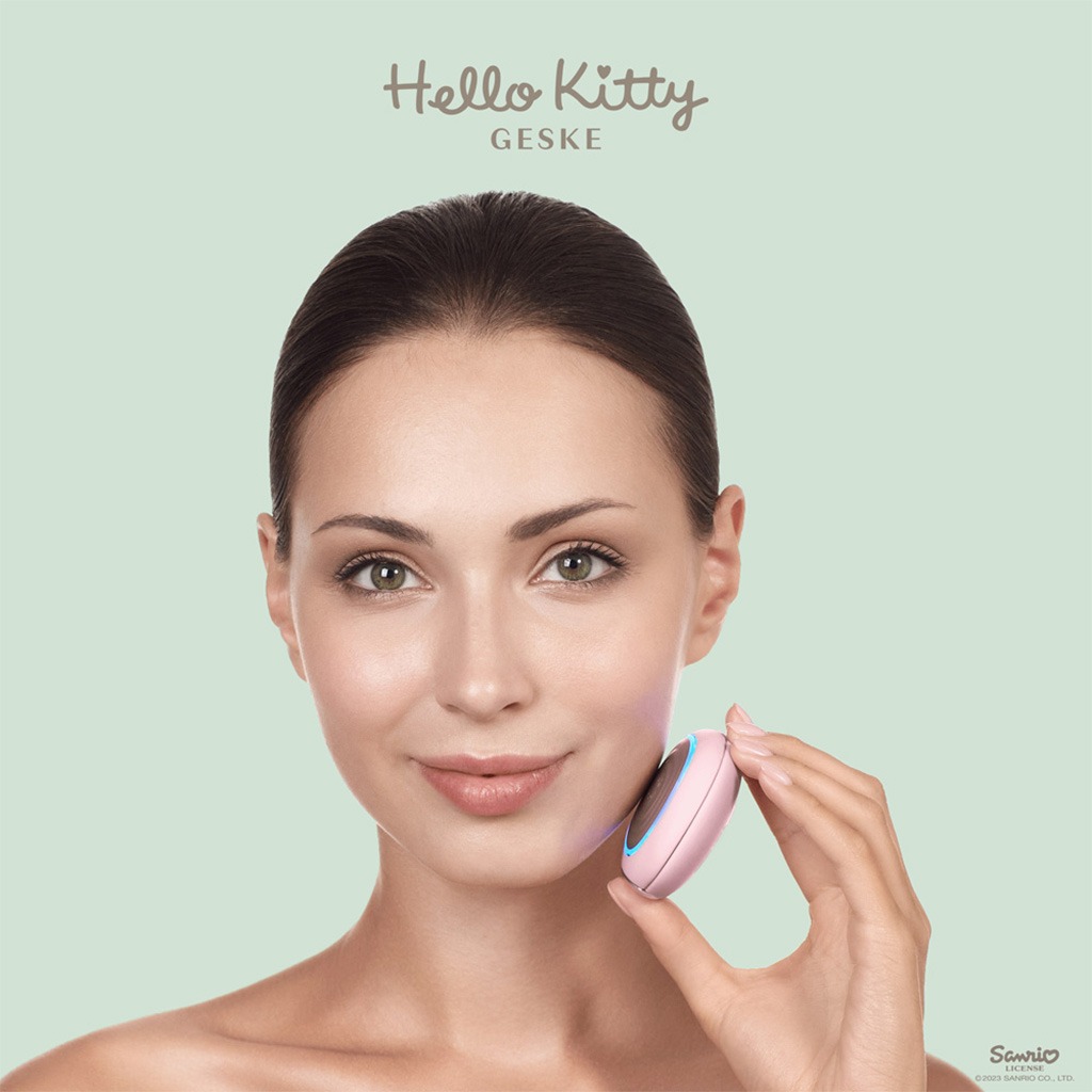 Geske Hello Kitty SmartAppGuided 4-in-1 Sonic Facial Brush In Pink Color For Deep Cleansing & Anti-Aging Massage