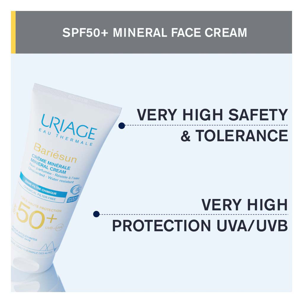 Uriage Bariesun Mineral Sunscreen Cream With SPF50+ For Face & Body With Sensitive Skin 100ml