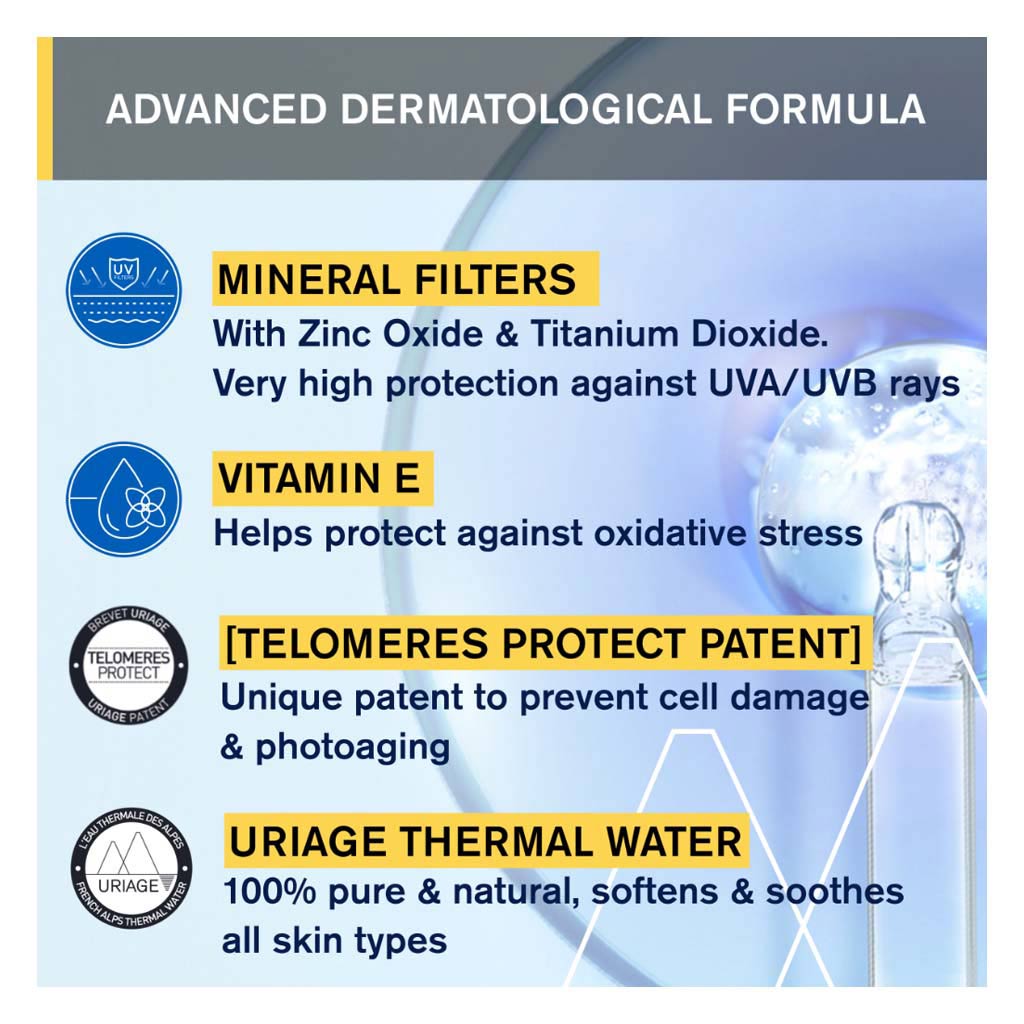 Uriage Bariesun Mineral Sunscreen Cream With SPF50+ For Face & Body With Sensitive Skin 100ml