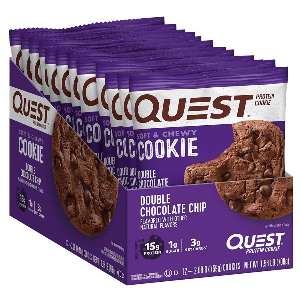 Quest Nutrition Double Chocolate Chip Soft & Chewy Protein Cookie 59g, Pack of 12's