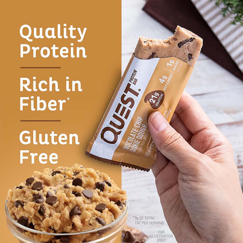 Quest Nutrition Chocolate Chip Cookie Dough Flavoured Protein Bar 50g, Pack of 12's