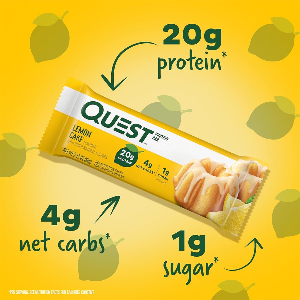 Quest Nutrition Lemon Cake Flavoured Protein Bar 60g, Pack of 12’s