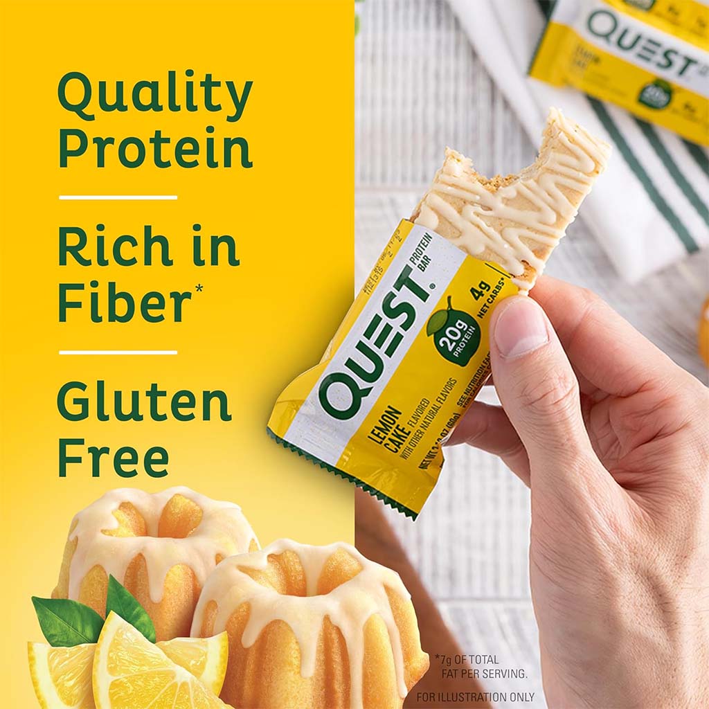 Quest Nutrition Lemon Cake Flavoured Protein Bar 60g, Pack of 12’s