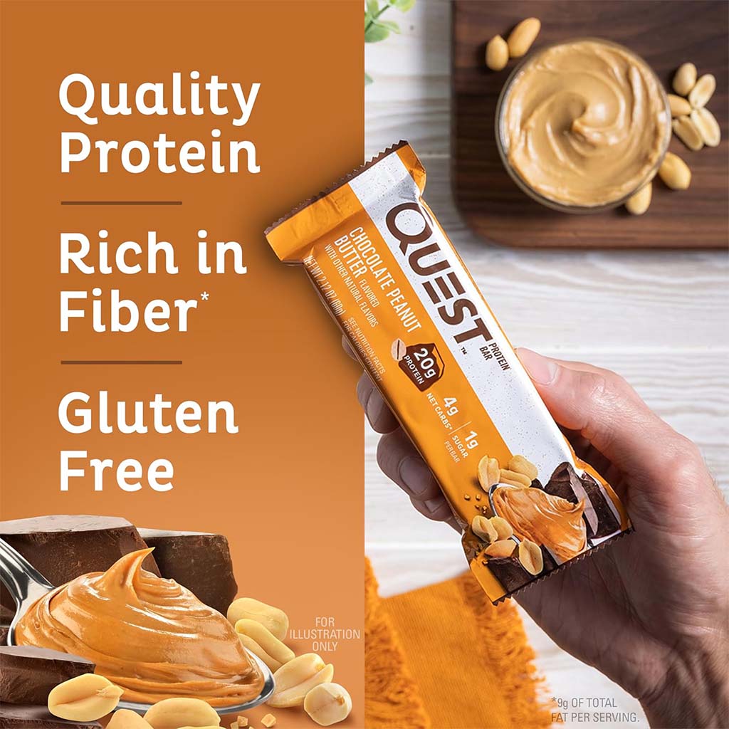 Quest Nutrition Chocolate & Peanut Butter Flavoured Protein Bar 60g, Pack of 12's