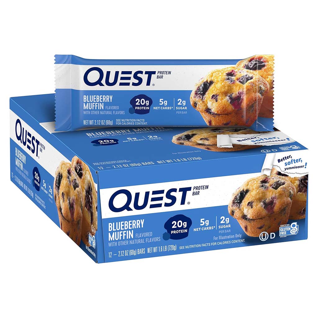 Quest Nutrition Blueberry Muffin Flavoured Protein Bar 60g, Pack of 12’s
