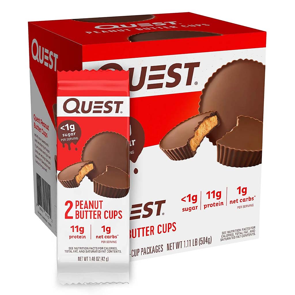 Quest Nutrition Peanut Butter Cups With High Protein and Low Carbs 42g, 12 Packs of 2’s