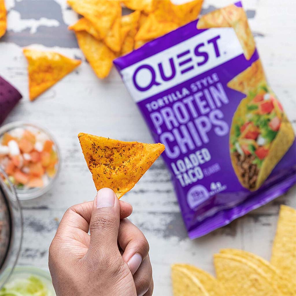 Quest Nutrition Tortilla Style Protein Chips 32g With Loaded Taco Flavor, Pack of 8’s