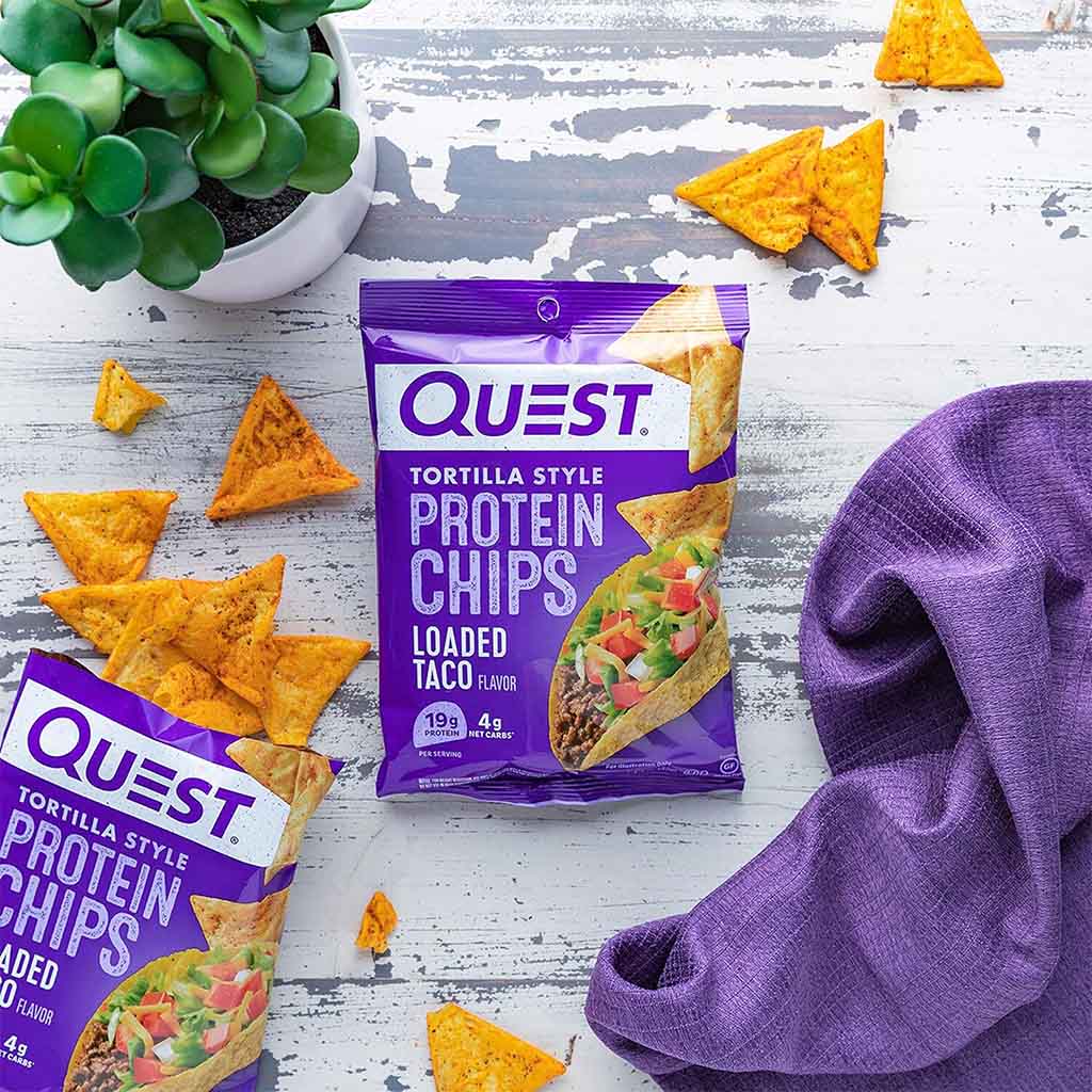 Quest Nutrition Tortilla Style Protein Chips 32g With Loaded Taco Flavor, Pack of 8’s