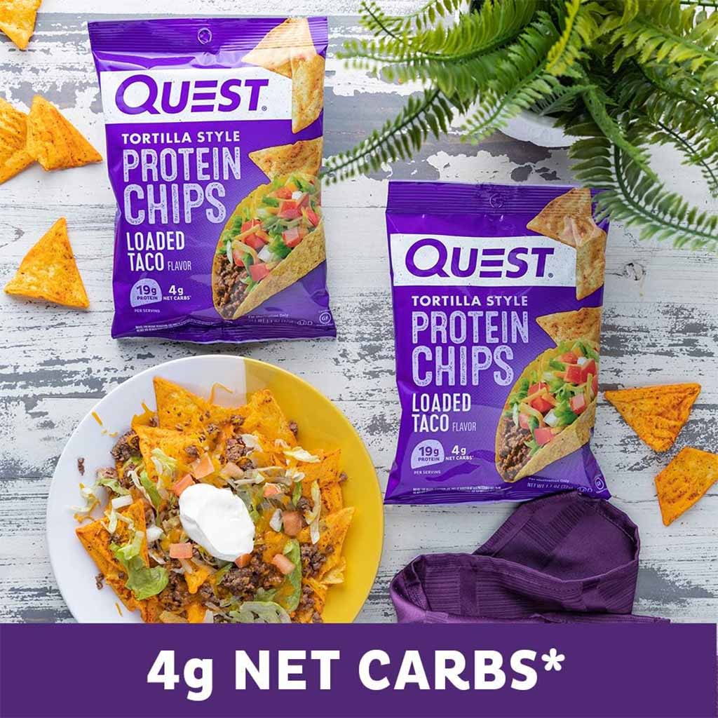 Quest Nutrition Tortilla Style Protein Chips 32g With Loaded Taco Flavor, Pack of 8’s