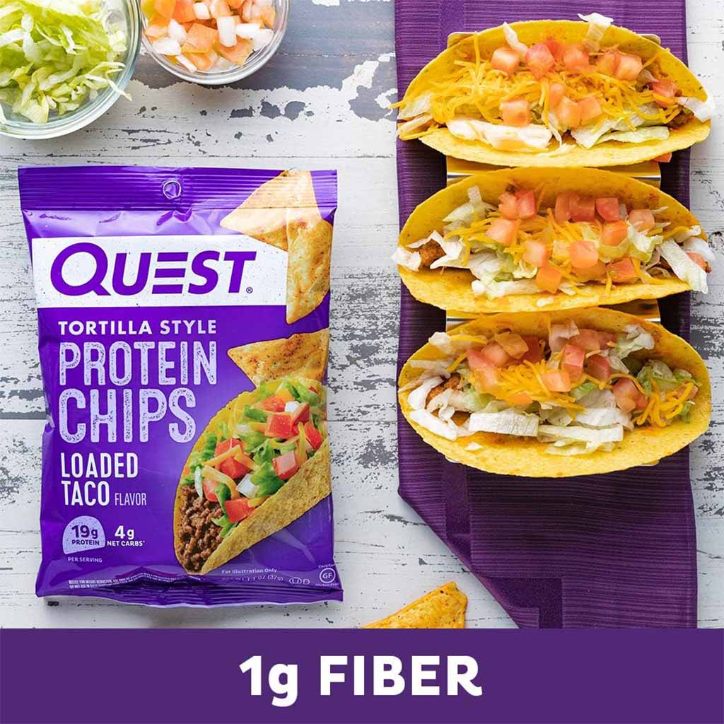 Quest Nutrition Tortilla Style Protein Chips 32g With Loaded Taco Flavor, Pack of 8’s