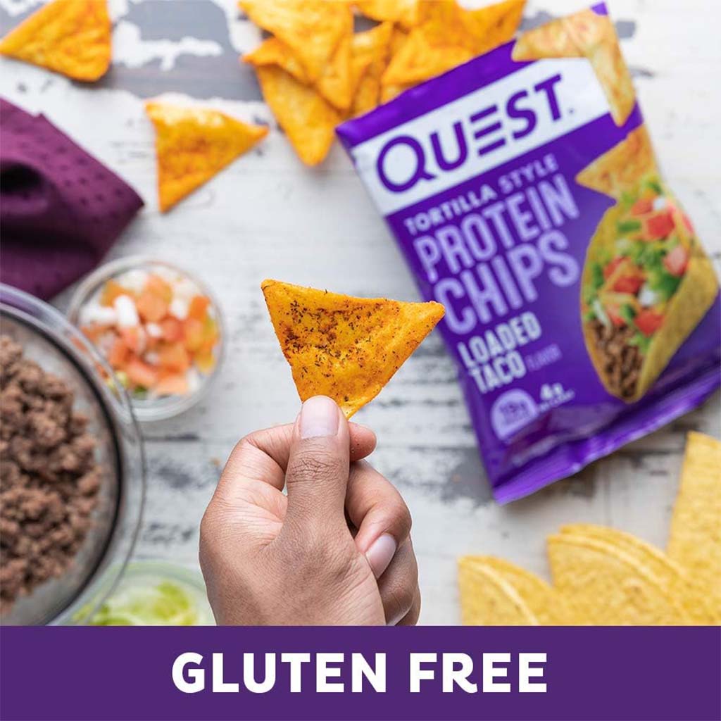 Quest Nutrition Tortilla Style Protein Chips 32g With Loaded Taco Flavor, Pack of 8’s