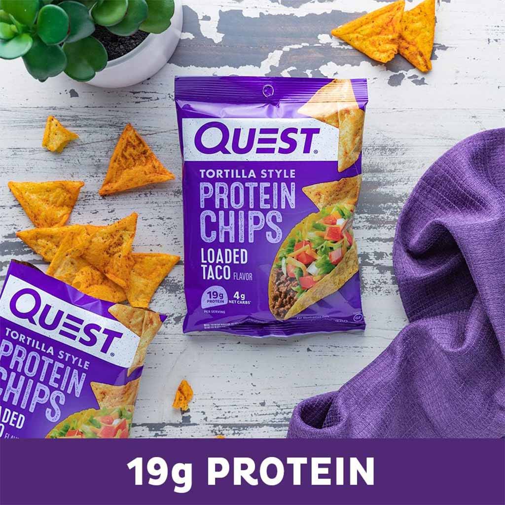 Quest Nutrition Tortilla Style Protein Chips 32g With Loaded Taco Flavor, Pack of 8’s