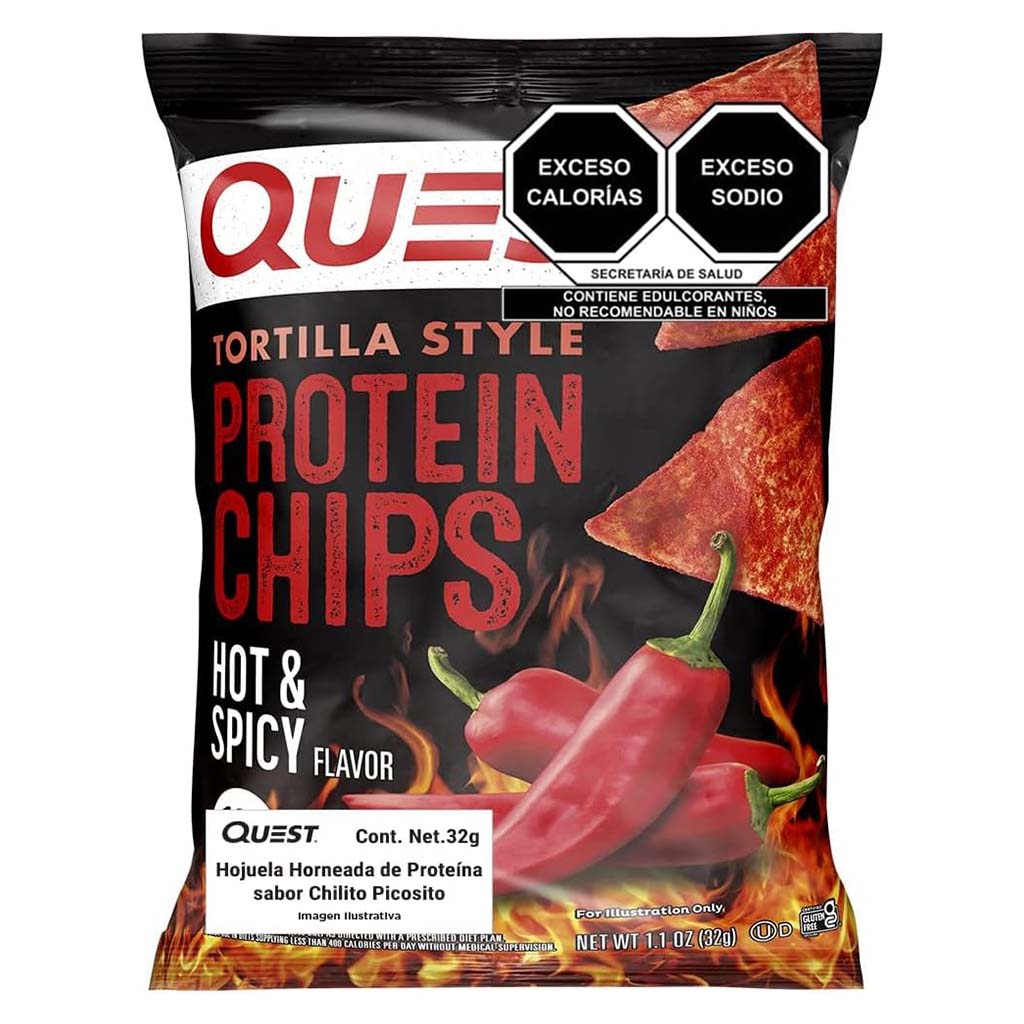 Quest Nutrition Tortilla Style Protein Chips 32g With Hot & Spicy Flavor, Pack of 8’s