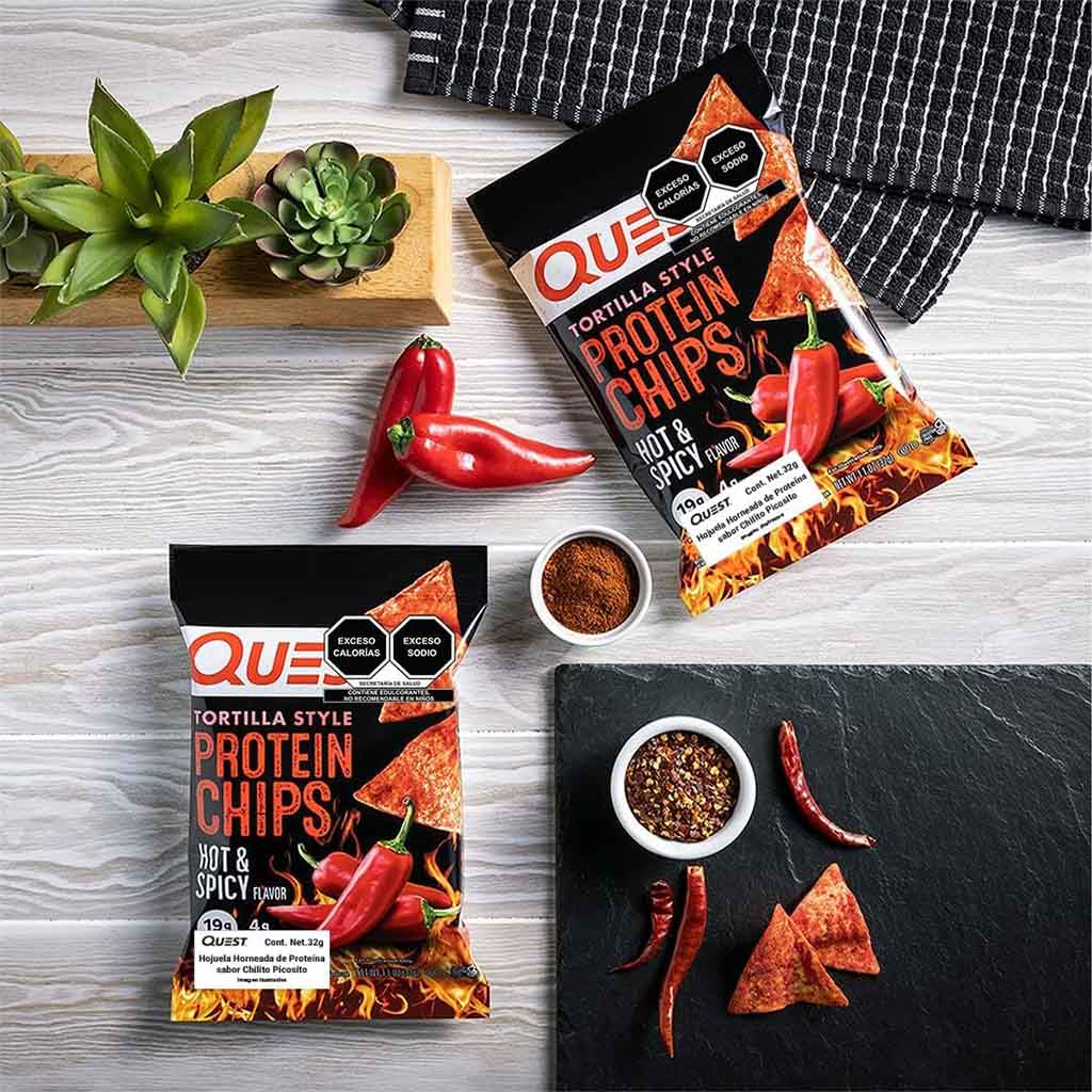Quest Nutrition Tortilla Style Protein Chips 32g With Hot & Spicy Flavor, Pack of 8’s
