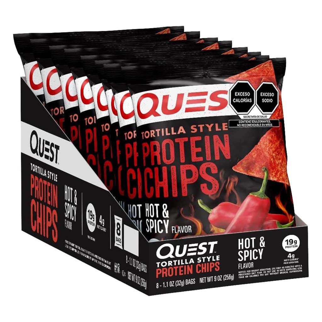 Quest Nutrition Tortilla Style Protein Chips 32g With Hot & Spicy Flavor, Pack of 8’s