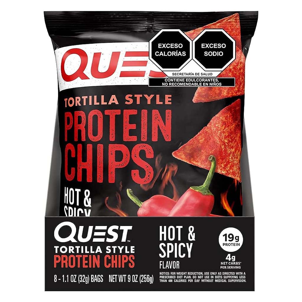 Quest Nutrition Tortilla Style Protein Chips 32g With Hot & Spicy Flavor, Pack of 8’s