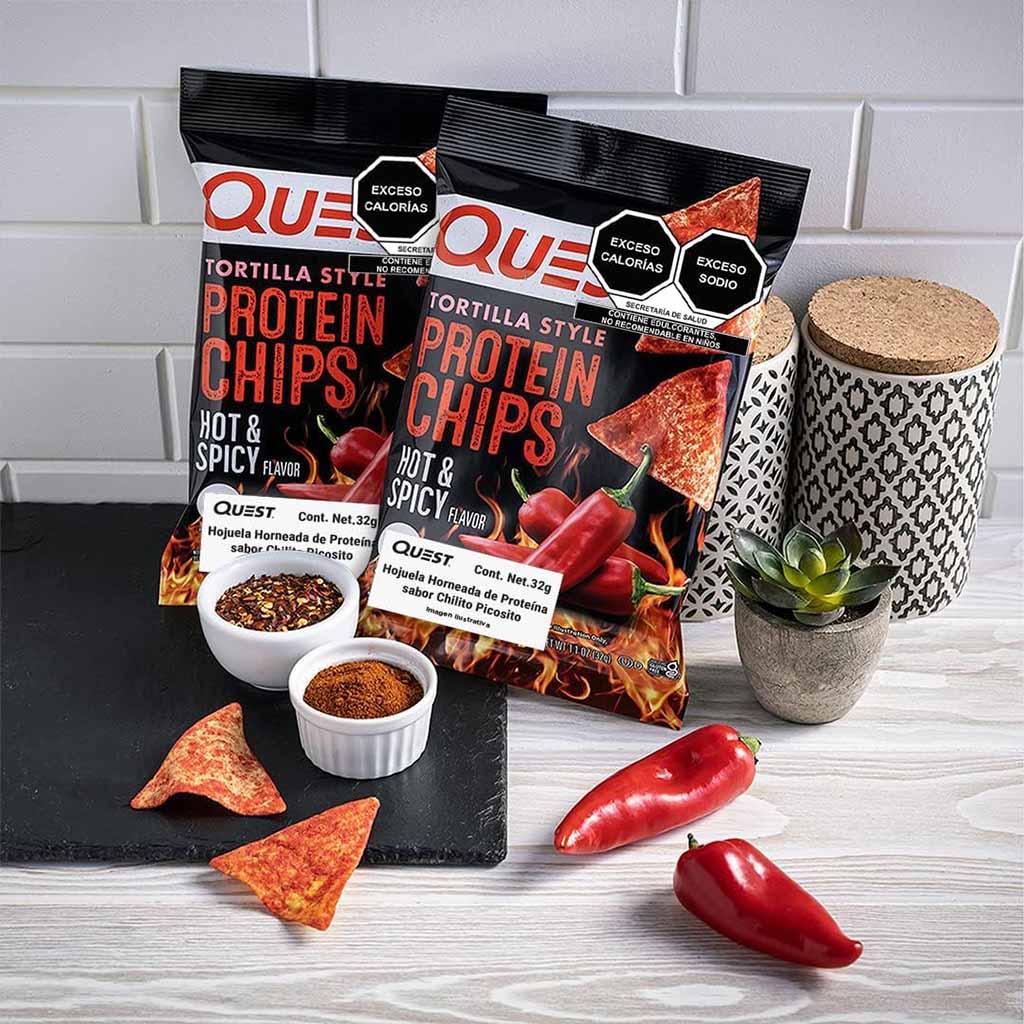 Quest Nutrition Tortilla Style Protein Chips 32g With Hot & Spicy Flavor, Pack of 8’s