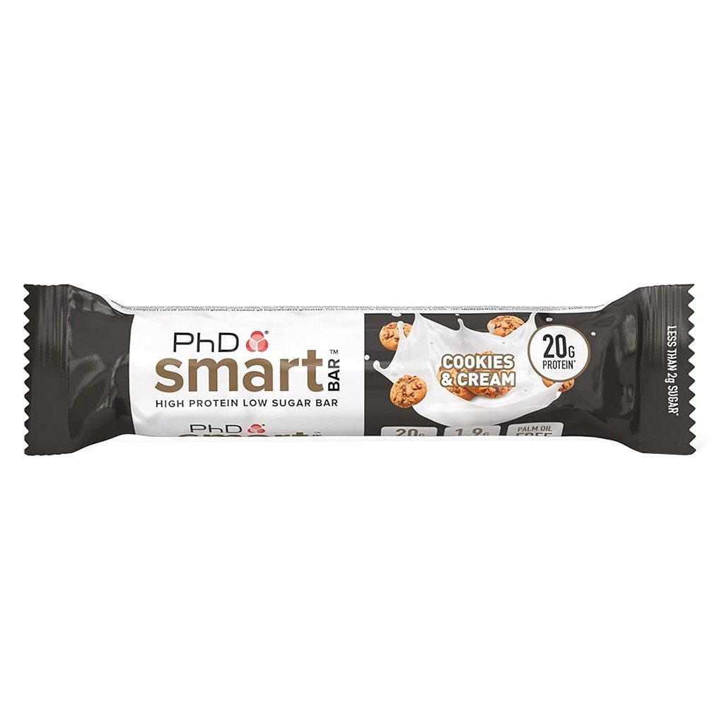 PhD Nutrition Smart Cookies & Cream Flavoured Protein Bar 64g, Pack of 12’s