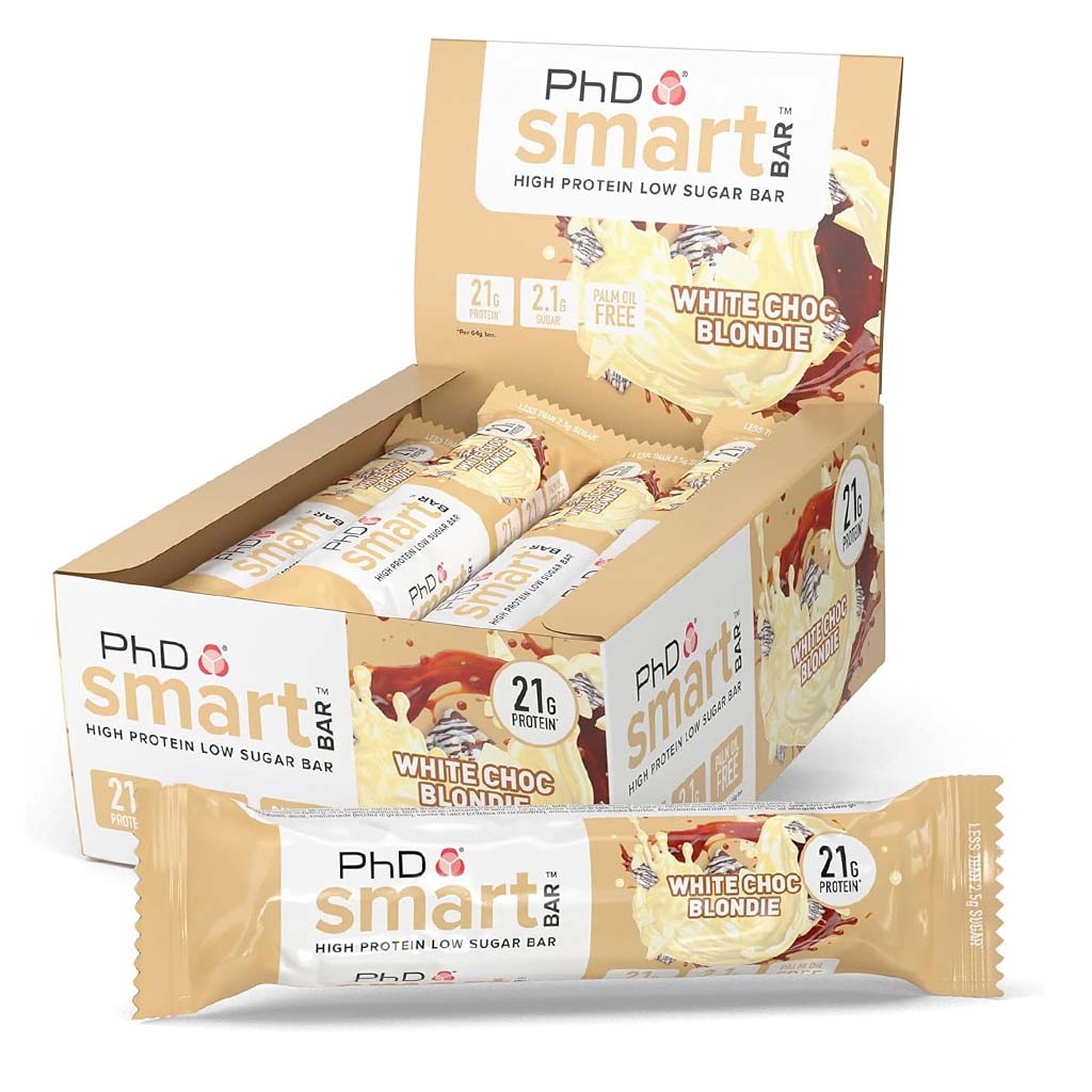PhD Nutrition Smart White Chocolate Blondie Flavoured Protein Bar 64g, Pack of 12’s