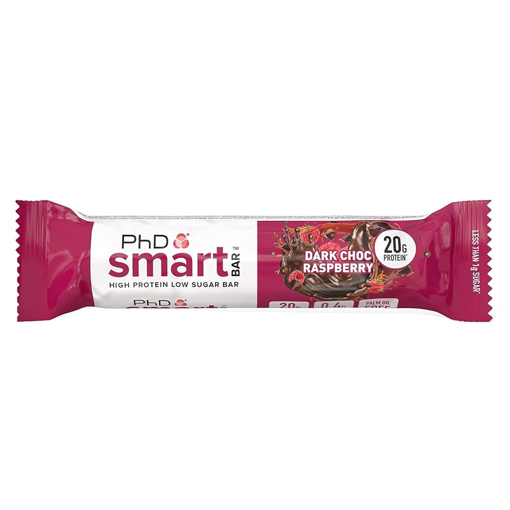 PhD Nutrition Smart Dark Chocolate & Raspberry Flavoured Protein Bar 64g, Pack of 12’s