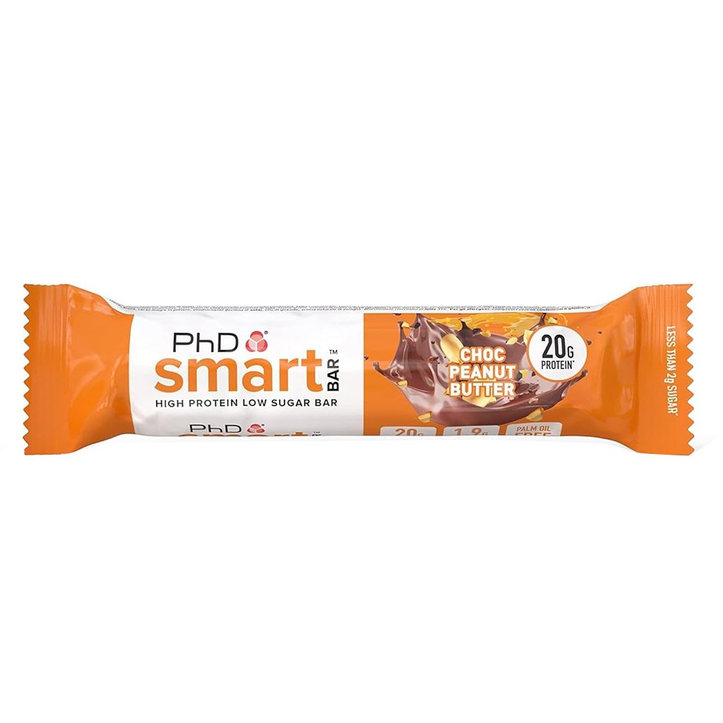 PhD Nutrition Smart Chocolate & Peanut Butter Flavoured Protein Bar 64g, Pack of 12's
