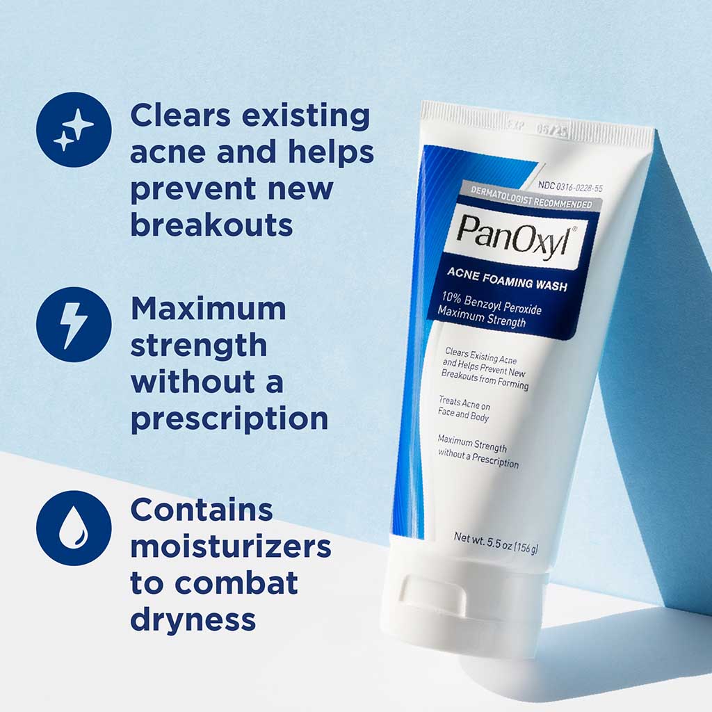 PanOxyl Acne Foaming Face & Body Wash With 10% Benzoyl Peroxide 156g 