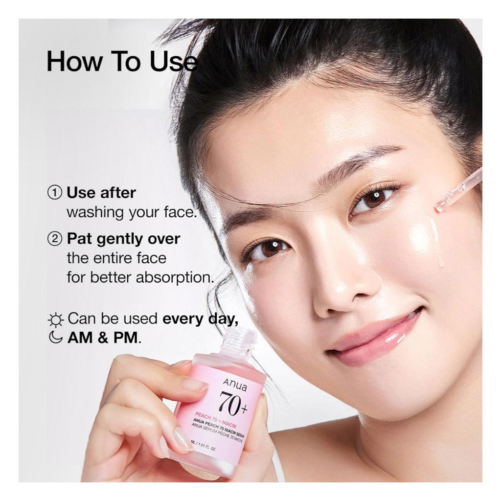 Anua Peach 70 With 5% Niacinamide Skin Brightening Facial Serum For Dry Skin 30ml