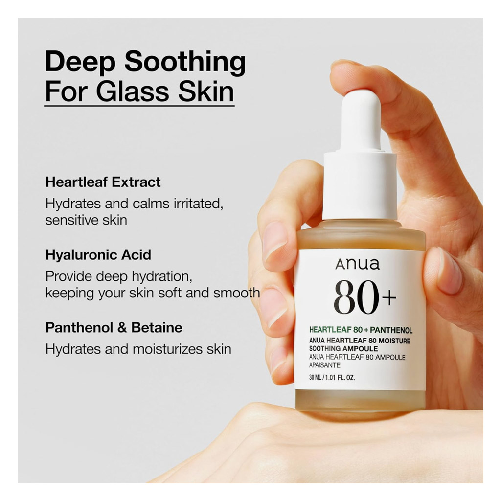 Anua Heartleaf 80 Moisture Soothing Facial Ampoule For Combination, Sensitive & Acne Prone Skin 30ml 