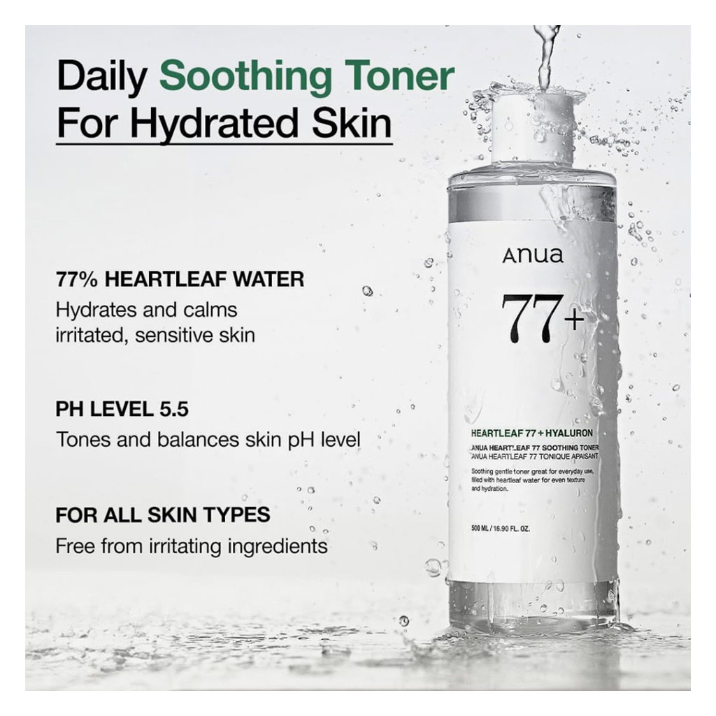 Anua Heartleaf 77% Soothing Facial Toner For Redness & Acne- Prone Skin Type 250ml
