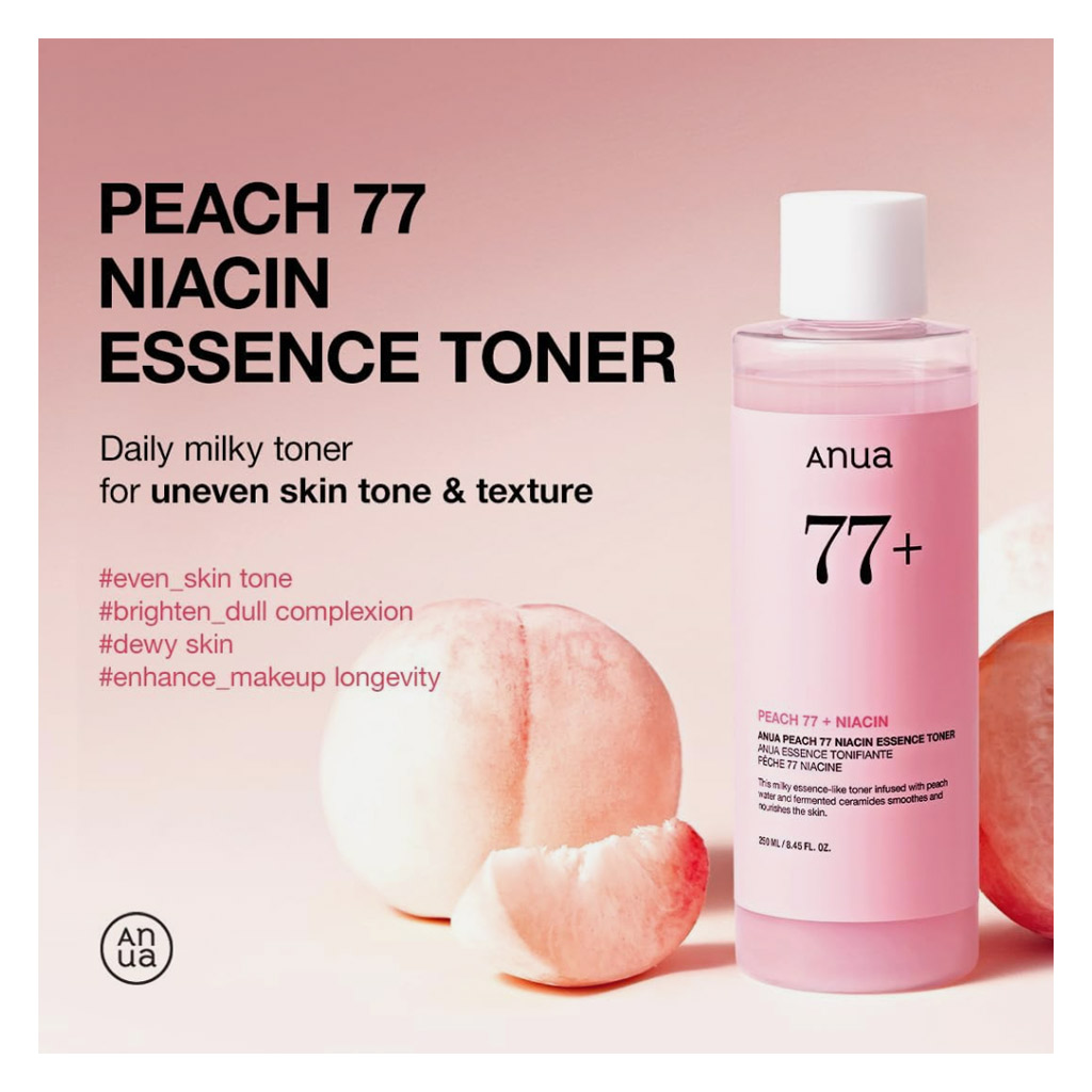 Anua Peach 77% Niacin Essence Facial Toner For Radiant & Plumping Skin 250ml 