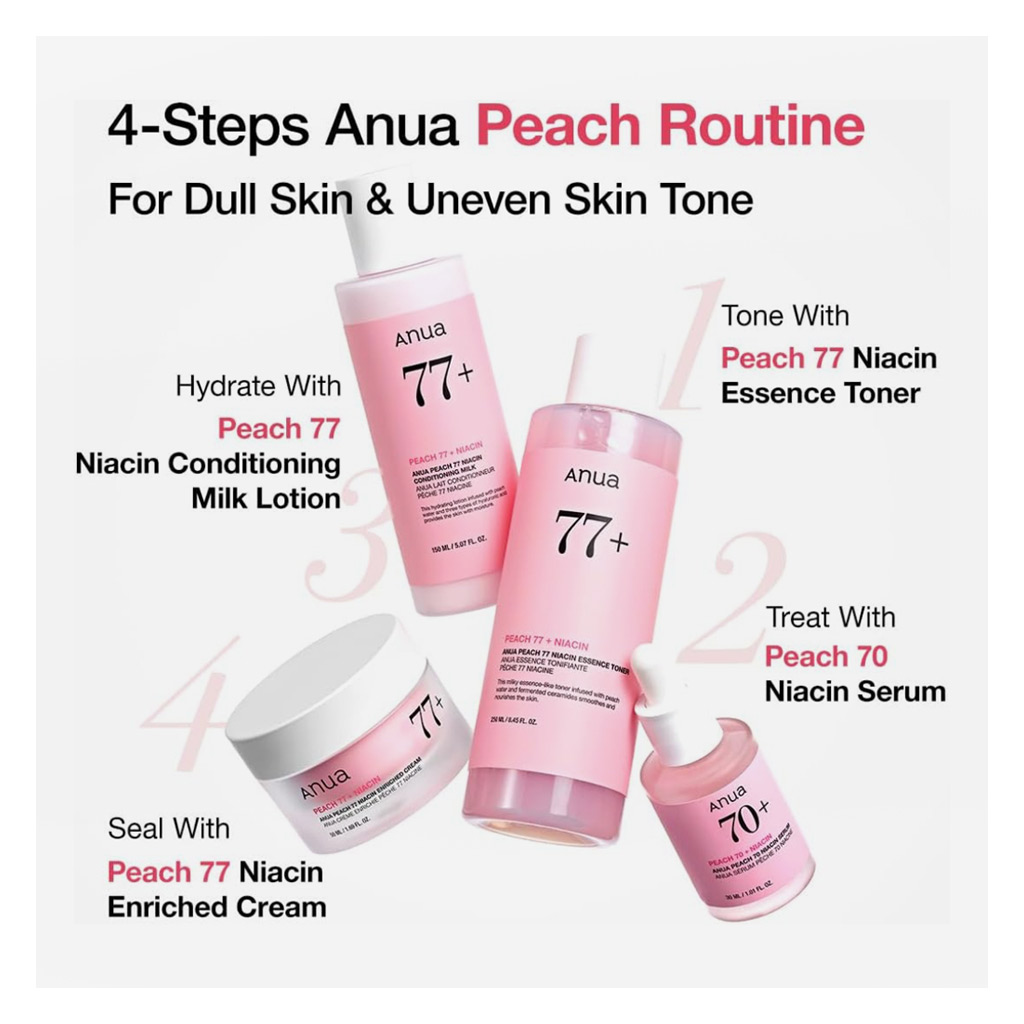 Anua Peach 77% Niacin Essence Facial Toner For Radiant & Plumping Skin 250ml 