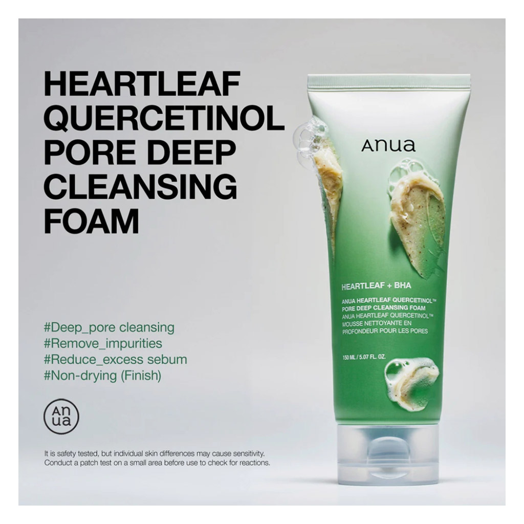 Anua Heartleaf Quercetinol Facial Deep Pore Cleansing Foam For Oily & Combination Skin 150ml 