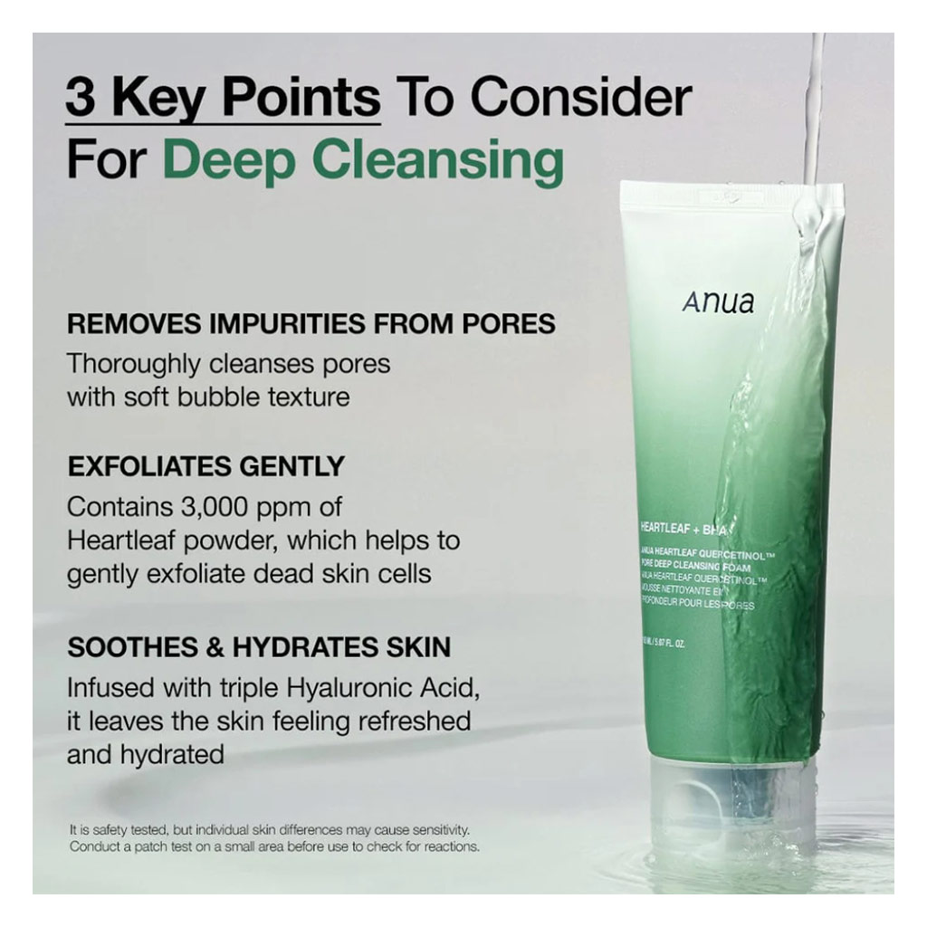 Anua Heartleaf Quercetinol Facial Deep Pore Cleansing Foam For Oily & Combination Skin 150ml 