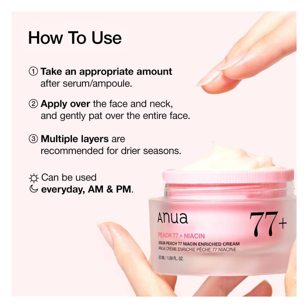 Anua Peach 77% Niacinamide Enriched Moisturizing Face Cream For All Skin Types 50ml 