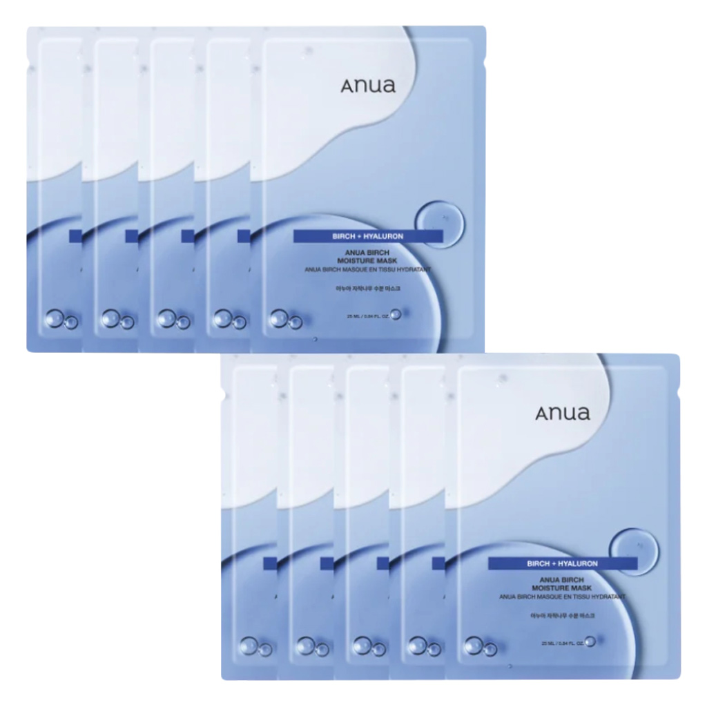 Anua Birch Moisture Face Sheet Mask For All Skin Types 25ml, Pack of 10's